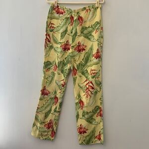 Rafael yellow tropical print linen pants Size 6